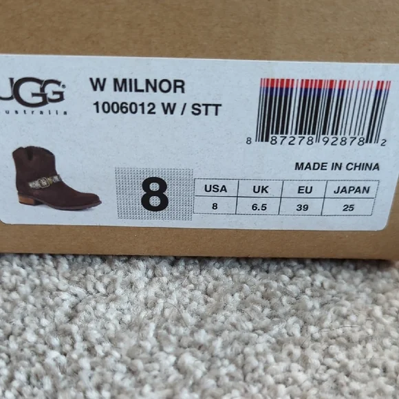 UGG Milnor Women's Dark Brown Suede Ankle Boots with Snakeskin Strap - Picture 12 of 12